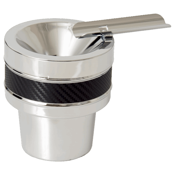 Fujima Car Ashtray - Black & Chrome