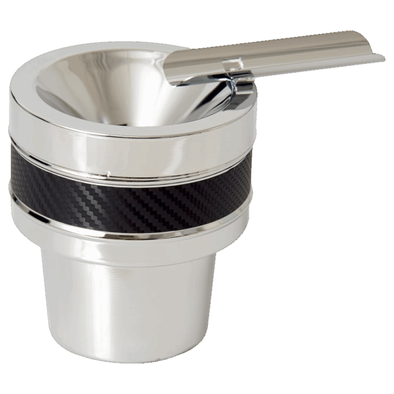 Fujima Car Ashtray - Black & Chrome