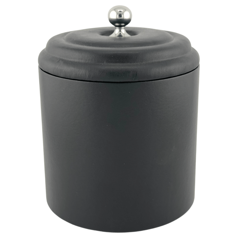 Black Leather Wrapped Tobacco Jar