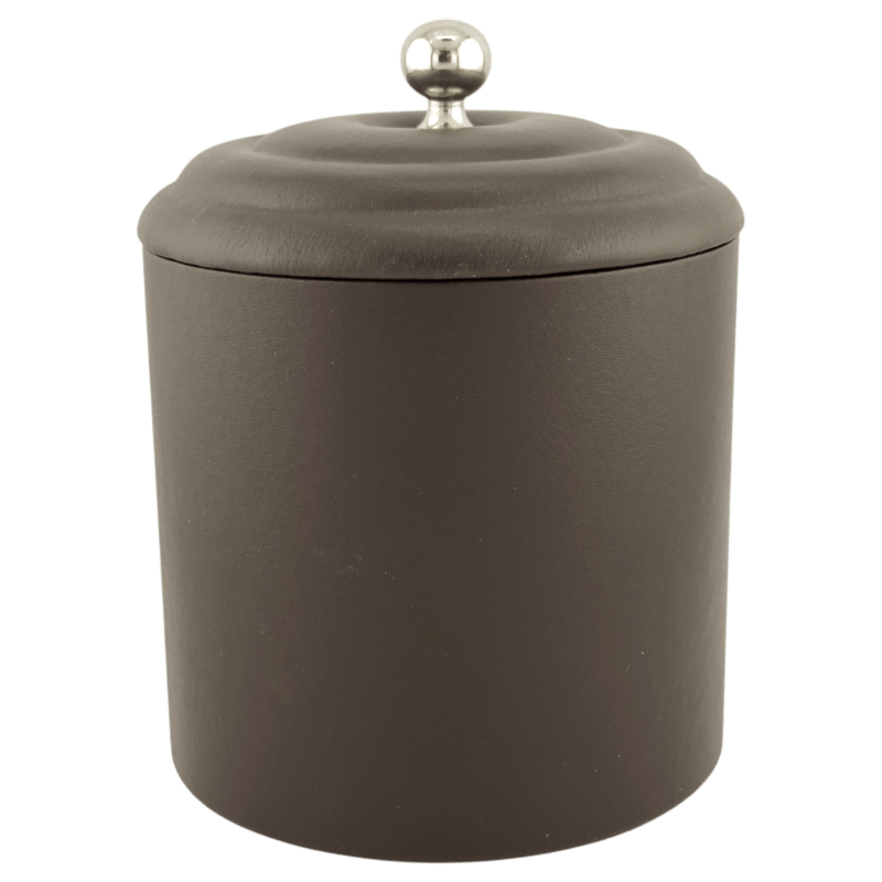 Brown Leather Wrapped Tobacco Jar